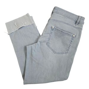 J. Jill Womens Cropped Authentic Fit Denim Jeans Fringe Cuffs Size 6